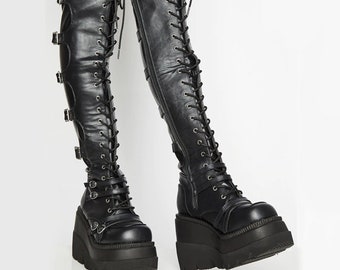 real leather thigh high boots uk