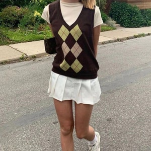 Y2k Argyle Sweater Vest Vintage 90s Aesthetic Sweater Indie Etsy Tumblr outfits grunge outfits grunge style soft grunge photo proof laguna beach aesthetic clothes adidas jacket. etsy