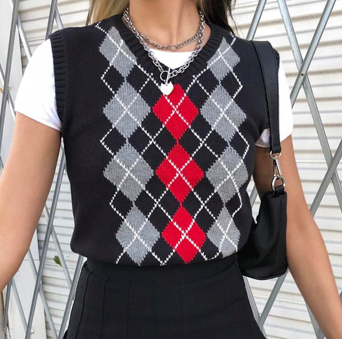 Y2K Cute Argyle Sweater Vest/ Vintage/ Aesthetic - Etsy UK