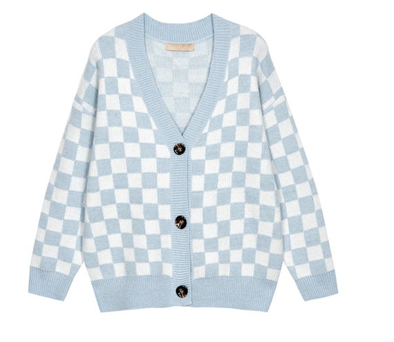 SoFearlessFashion Casual Streetwear Harajuku Knit Cardigan Vintage Aesthetic Check