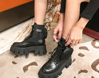 Black Punk Platform Chunky Aesthetic Boots