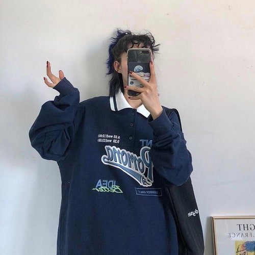 Harajuku Vintage Polo Collar Oversized 