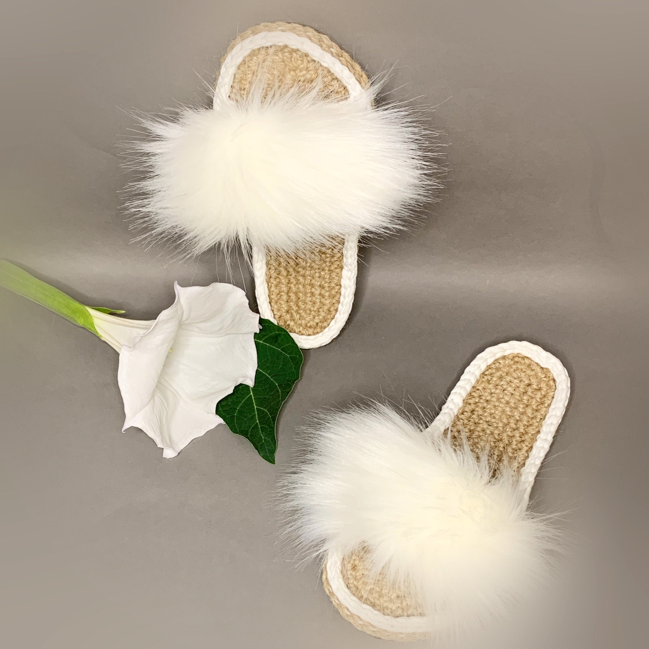Fur Slides Fluffy slippers Pom pom slippers | Etsy