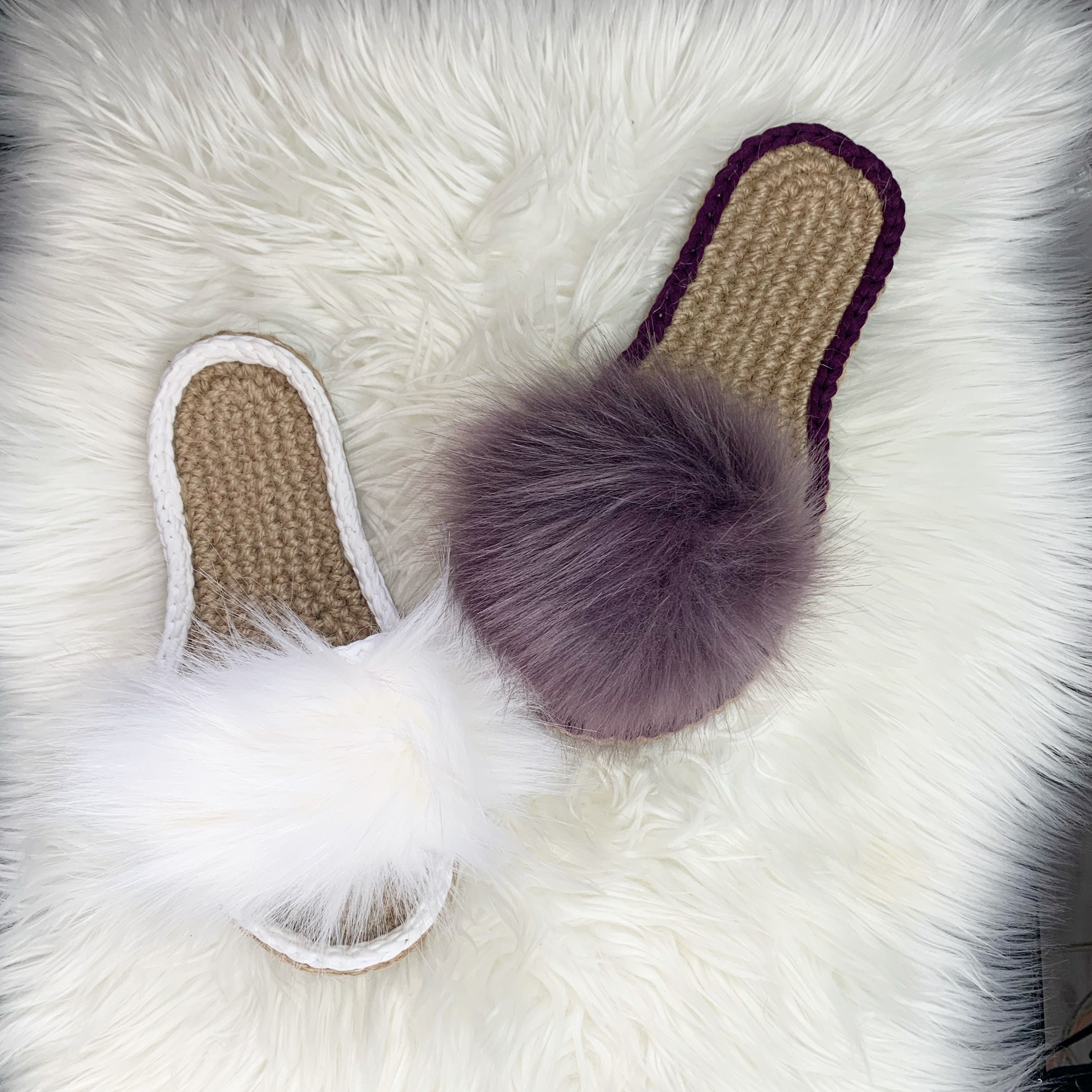 Fur Slides Fluffy slippers Pom pom slippers Etsy