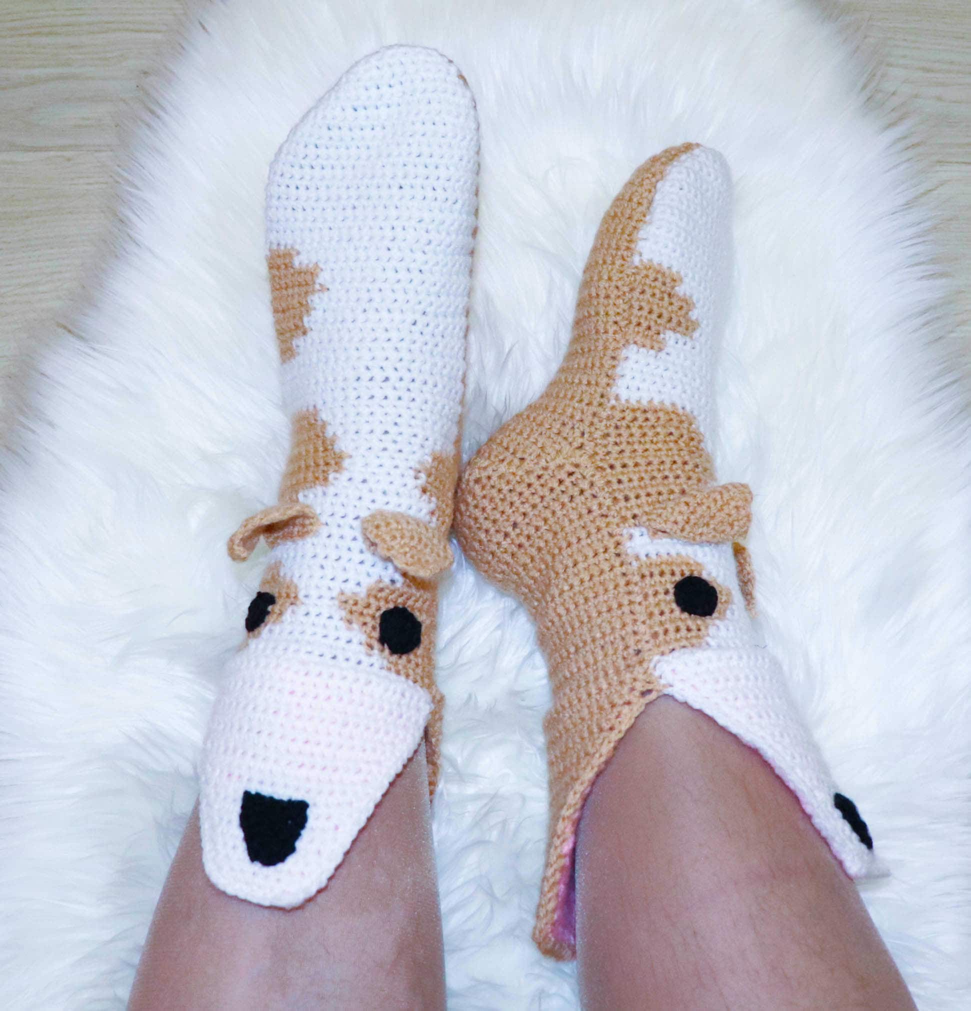 Animal slippers adult Custom slippers Crochet dog socks Etsy
