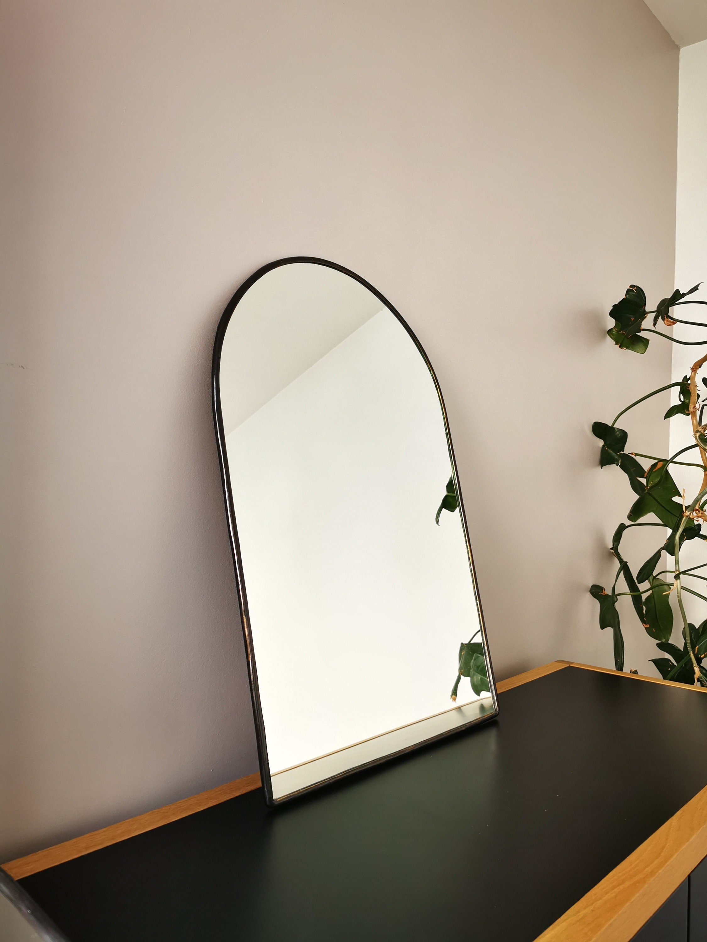 Miroir Mural | Taille Xl 60 cm Fait Main Laiton Charbon Marocain