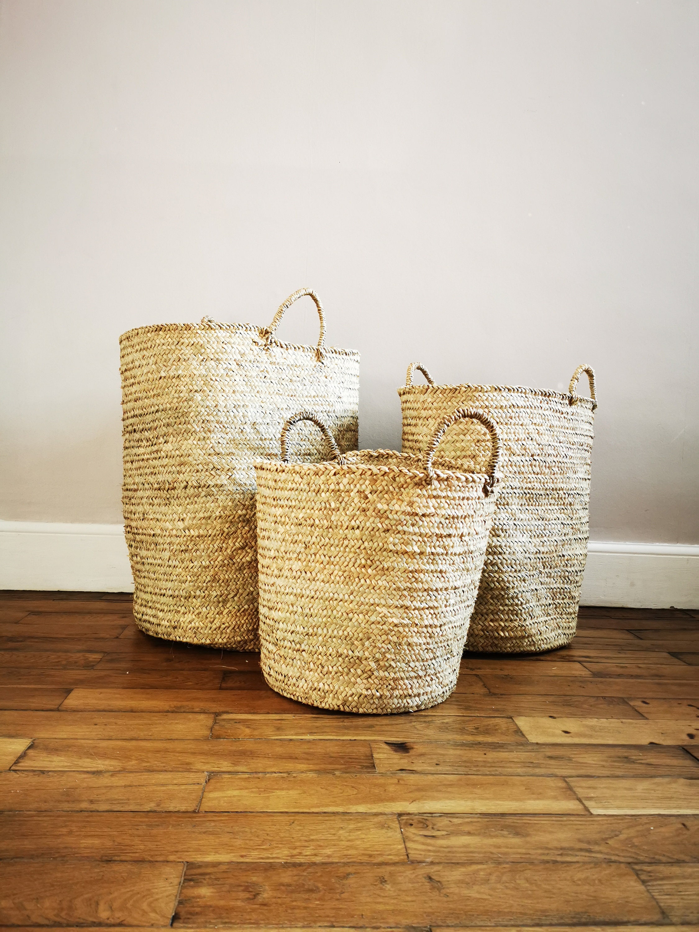 Paniers de Rangement Osier, Paniers à Linge, Bois Bûches(M, L ou Xl en Feuille Palmier