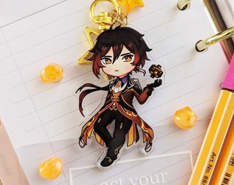 Zhongli Genshin Impact acrylic charm keychain