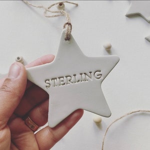 Personalisierte Sternkugel Weihnachtsdekoration, handgemacht, Weihnachtsbaumschmuck Einzigartige hängende Ornamente, Wanddekor, Öldiffusor, Namenskarte