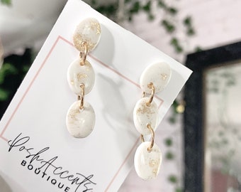 CLAY EARRINGS HANDMADE Statement Dainty Dangle Earrings Black Marble Stone Earrings Hypoallergenic Gift Graduation Earring Lightweight
