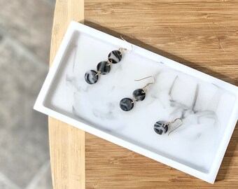 CLAY EARRINGS HANDMADE Statement Dainty Dangle Earrings Black Marble Stone Earrings Hypoallergenic Gift Graduation Earring Lightweight