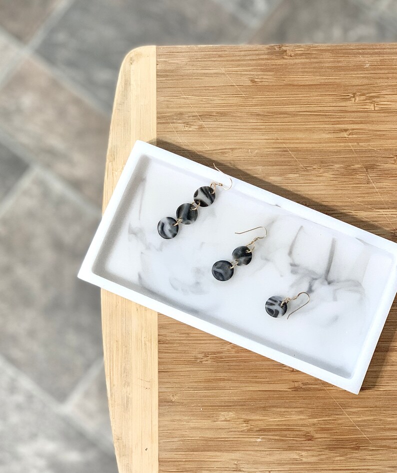 CLAY EARRINGS HANDMADE Statement Dainty Dangle Earrings Black Marble Stone Earrings Hypoallergenic Gift Graduation Earring Lightweight