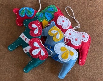 Swedish Dala Horse Ornament for Christmas Tree