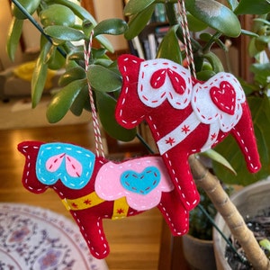 Felt Swedish Dala Horse Ornament for Christmas Tree