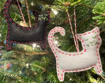 Handmade Felt Cat Christmas Ornament