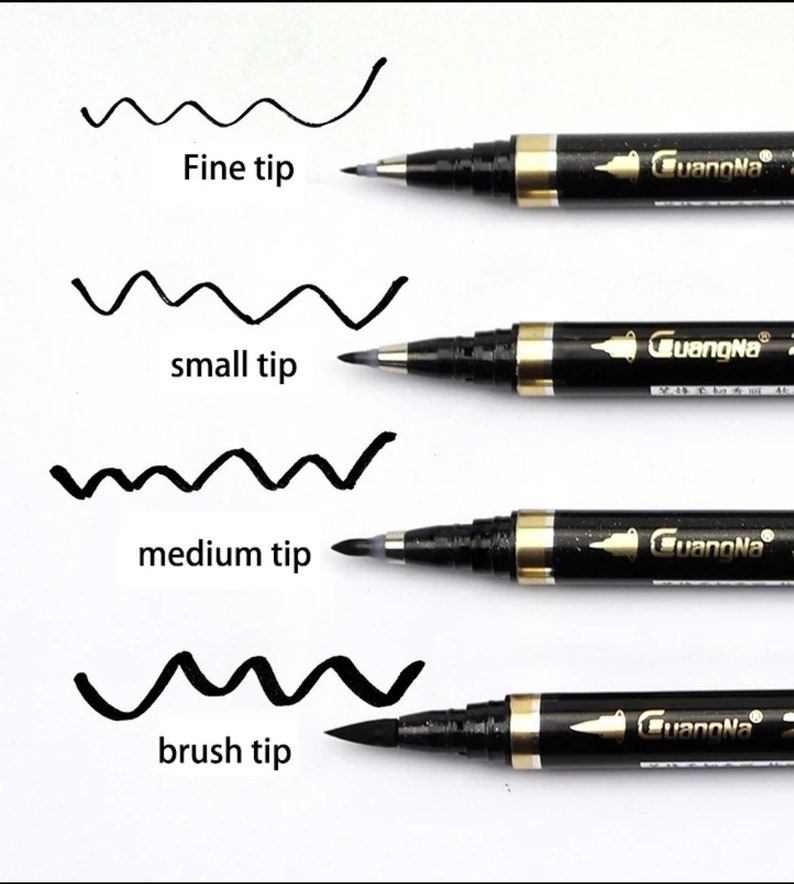 4pcs Black Calligraphy Pen Hand Drawing Lettering Art Pens Etsy