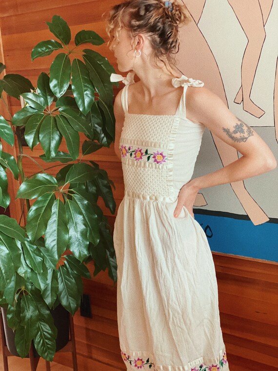 Handmade Vintage 70s Smock Dress