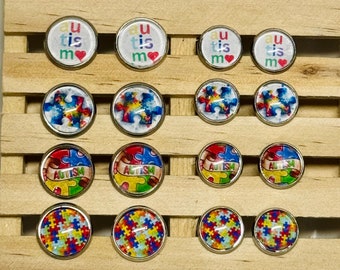 Autism acceptance stud earrings, special education teacher gift, autism mom jewelry, puzzle piece studs