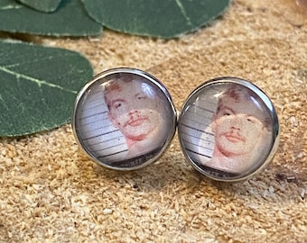 12mm True Crime Earrings, Serial Killer Studs, Hypoallergenic