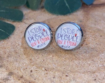 Nurse Earrings, 'I Stab People', Hypoallergenic Studs