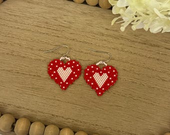 Valentine’s Day earrings | beaded jewelry | galentines day gift | heart earrings | gift for her