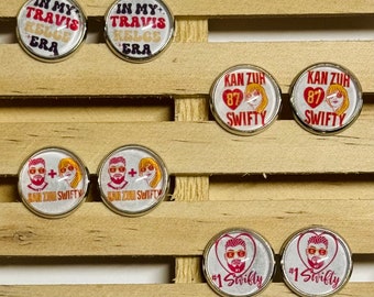 Travis Kelce and Taylor Swift Earrings, Chiefs Fan Gift (12mm)