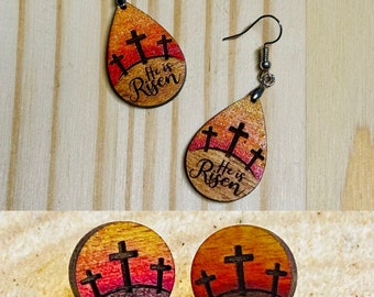 12mm wooden Crosses on Calvary studs, Easter, faith, Jesus, Easter basket gift, religious