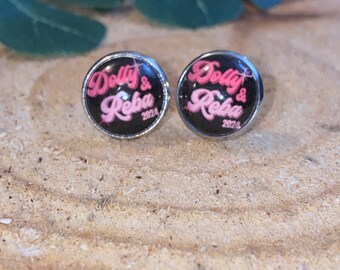 Dolly Parton & Reba Stainless Steel Stud Earrings