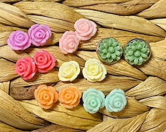Acrylic Flower Studs, Spring Floral Earrings (12mm)