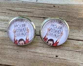 support sexual assault survivors, 12mm stud earrings, Epstein victims