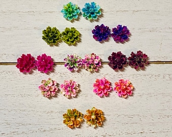 12mm tropical flowers, summer studs, plant lover gift, cruise vacation jewelry