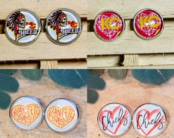 12mm KC Chiefs love stud earrings, Kansas City Chiefs, stocking stuffer, Kansas City chiefs jewelry