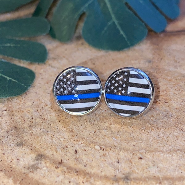 12mm Thin Blue Line, back the blue, officer gift, police officer, police wife