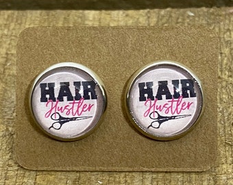 Hair Hustler Earrings | 12mm Hypoallergenic Stylist Gift