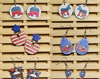 USA earrings | patriotic skelly | Stars and Stripes shades | Independence Day | Fourth of July