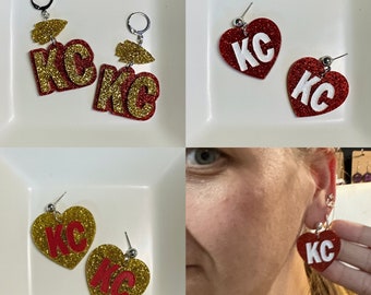 Kansas City football earrings, chiefs, red kingdom, football fan gift