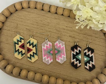 Hand beaded brick stitch earrings | southwest | western inspired jewelry | gift for her | cowgirl gift