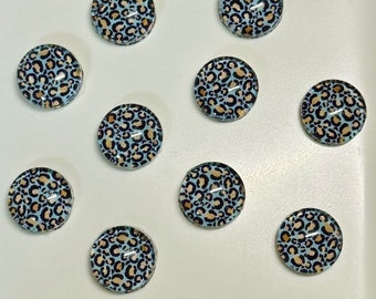 Leopard Print Glass Dome Cabochons, 12mm, DIY Jewelry Making, 10 Piece