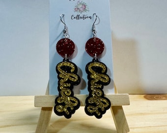 Kansas City Chiefs Acrylic Dangle Earrings, Football Fan Gift