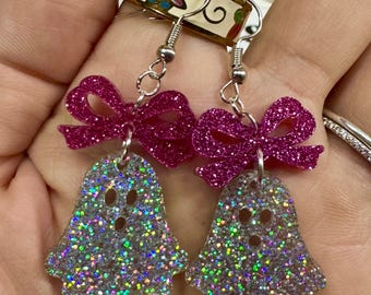 Girly ghost earrings  | Halloween | glittery ghoul