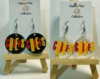 Kansas City Chiefs Acrylic Earrings, Football Fan