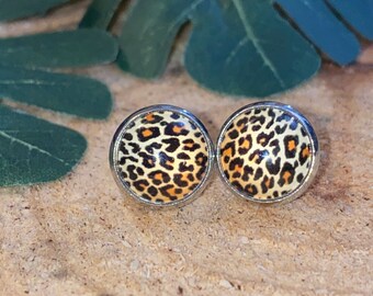 12mm Leopard Print Studs, stocking stuffer