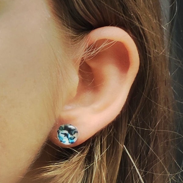 Earrings Blue Ocean (stainless steel, price for 1 pair)