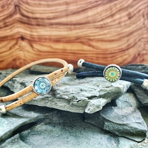 Adjustable Cork Bracelets with Mandala