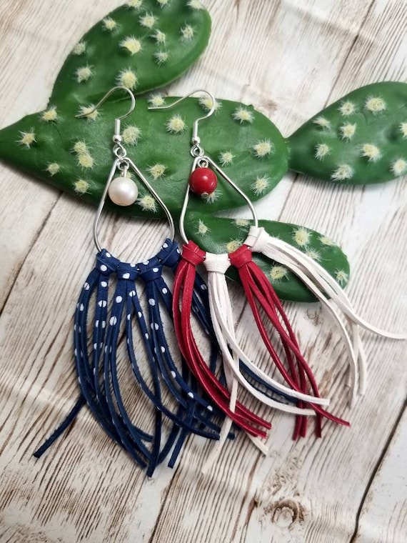 red dress blue earrings Catch the Sunset Blue & Gold Tiered Square Drop Earrings