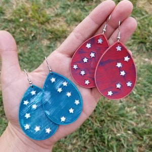 Red white and blue earrings, Fourth of July earrings, USA earrings, American flag earrings, stars and stripes earrings, patriotic earrings