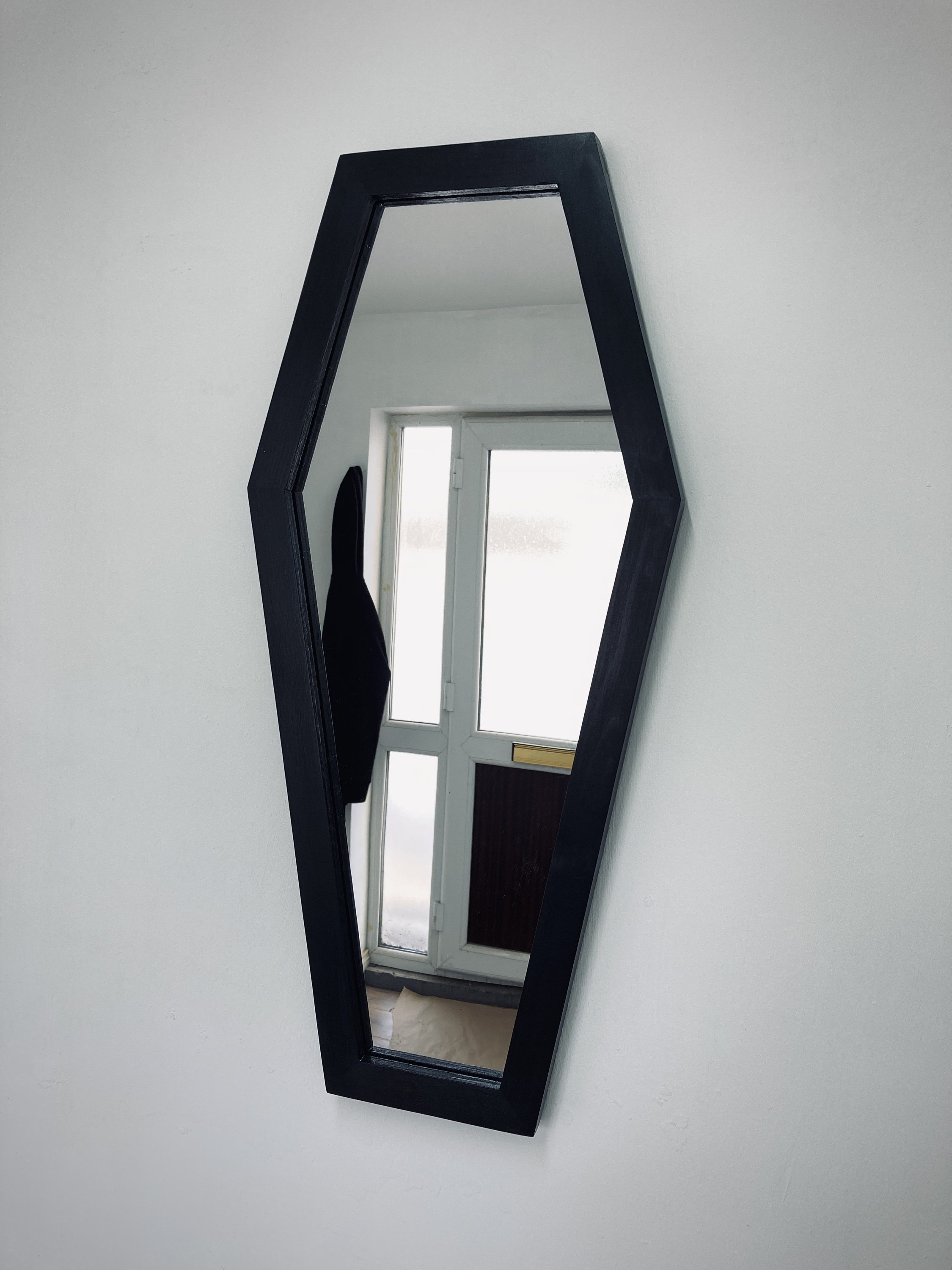 Ornate Gothic Coffin Shaped Mirror Handmade Reclaimed Wood Etsy