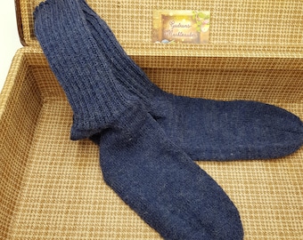 Anthrazit, Verstärkte Ferse, Uni, Socken, Handgestrickt, Herren, Geschenk, Haussocken, Weihnachten, Warm, Neutral, Nikolaus, Gr. 48/49