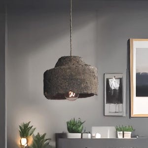 TerraCotta and Paper Mache lighting fixtures for Bedroom, Pendant Light for Living Room Home Decor luxuries handmade  light wabi sabi light