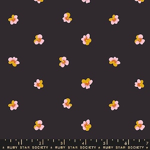 Pansies in Soft Black | Bird is the Word Collection | Ruby Star Society | half yard